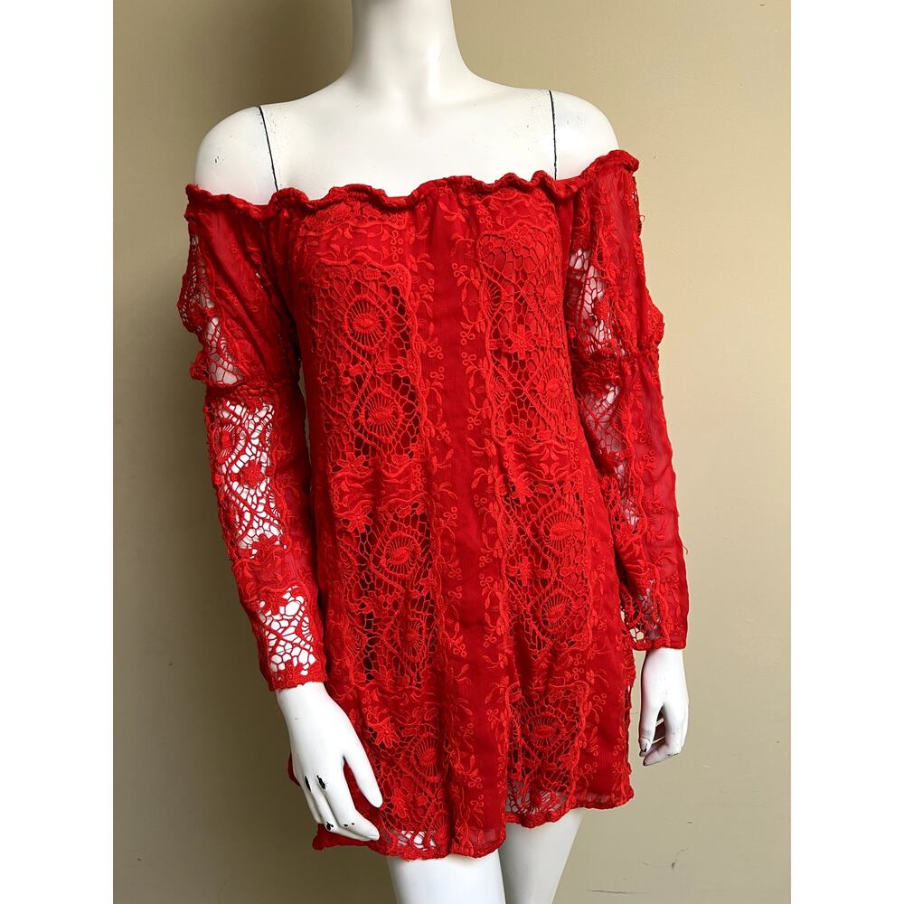 For Love and Lemons Garden Rose Mini Lace Dress